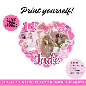 Popstar Party Kuchen Topper | Pop Star Kuchen Topper PNG | Geburtstag-Kuchen-Deckel | Digitaler Download | Personalisierte Party Dekor