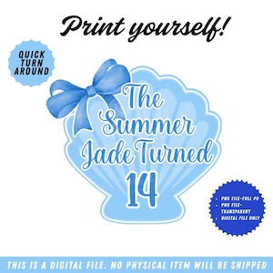 Summer I Turned Birthday Cake Topper PNG: Conrad Theme Party (Digital Printable File)