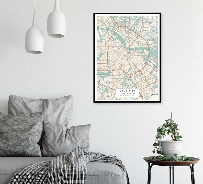 Personalised Custom City Print Town Map Map Poster Wall Etsy