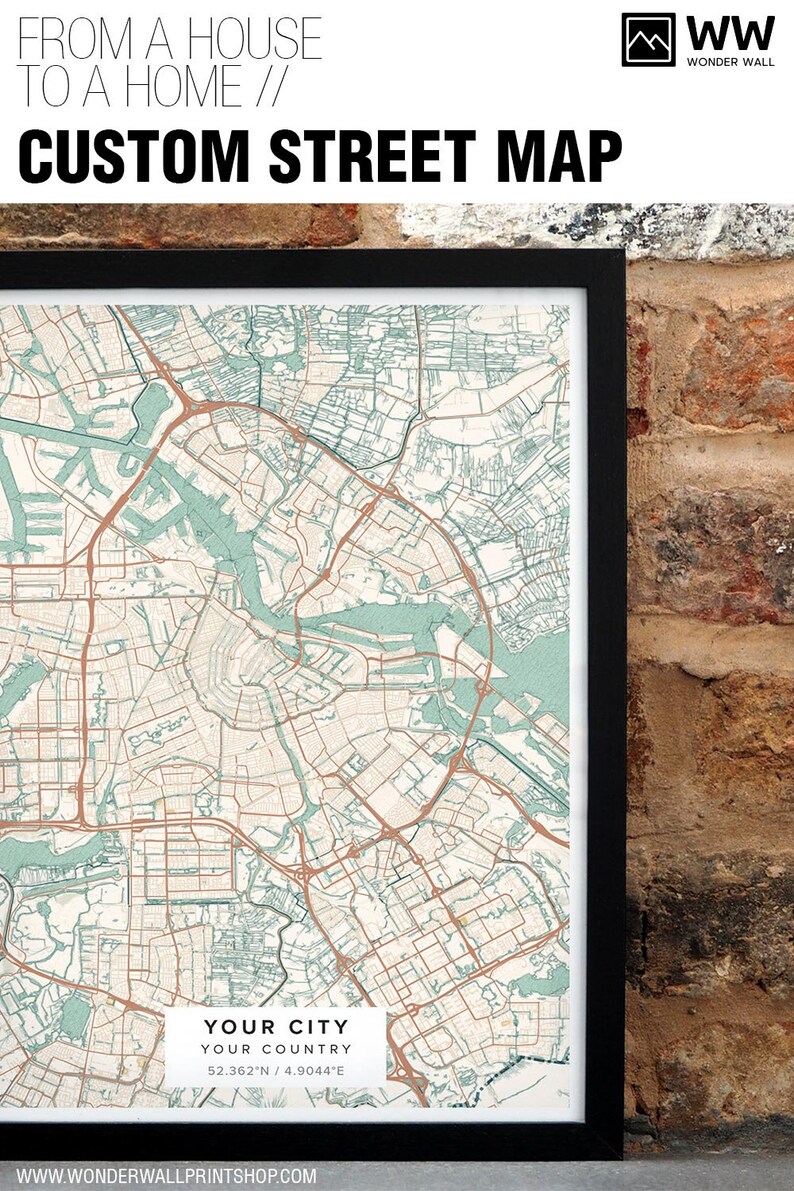 Personalised Custom City Print Town Map Map Poster Wall Etsy