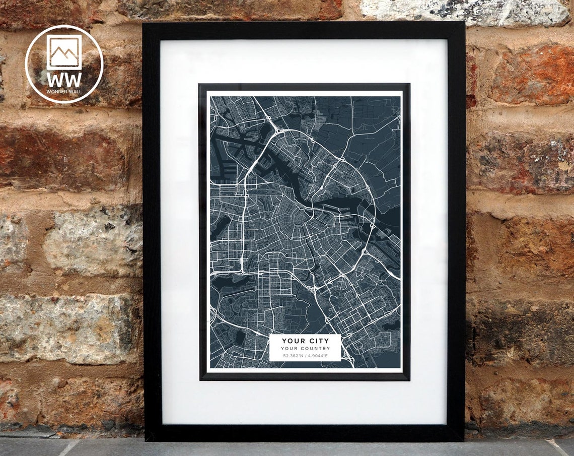 Personalised Custom City Print Town Map Map Poster Wall | Etsy UK