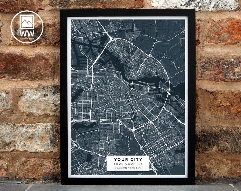 Personalised Custom City Print Town Map Map Poster Wall | Etsy UK
