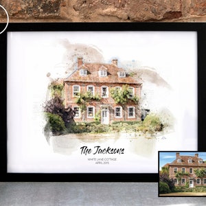 Custom House Watercolour, Personalised Custom Home House Portrait, Watercolor Painting Wall Art, Housewarming Gift First Home New Home Gift