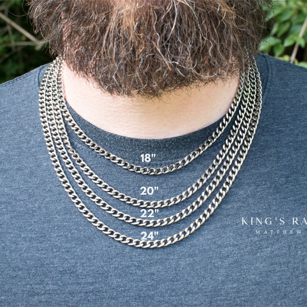 5.5mm Width Men's Pure Titanium Flat Curb Chain | Minimalist Chain Necklace | Hypoallergenic Jewelry