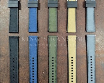 Correa de reloj personalizada para hombre, correa híbrida de tela de vela y caucho FKM, resistente al agua, cierre rápido de 20 mm y 22 mm, ideal para buceo y actividades al aire libre. Regalo ideal para hombre.