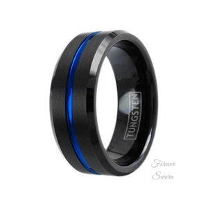 Thin Blue Line Ring Police Tungsten Men's Women's Wedding Size 5-15 6mm ...