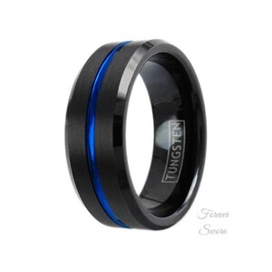 Thin Blue Line Ring | Police Tungsten Men's Women's Wedding Size 5-15 ...