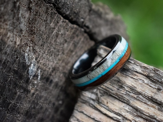 Custom Deer Antler Men's Wedding Band