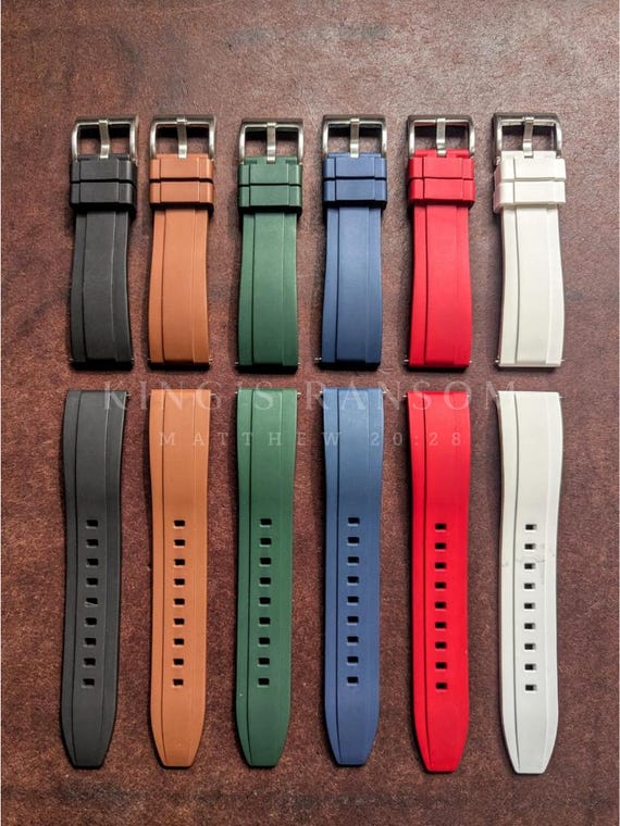 FKM Rubber Watch Strap, Custom Men's Watch, Premium FKM Band, Waterproof, 20mm 22mm Quick Release, Dive Watch, Sport Watch, Gift for Men