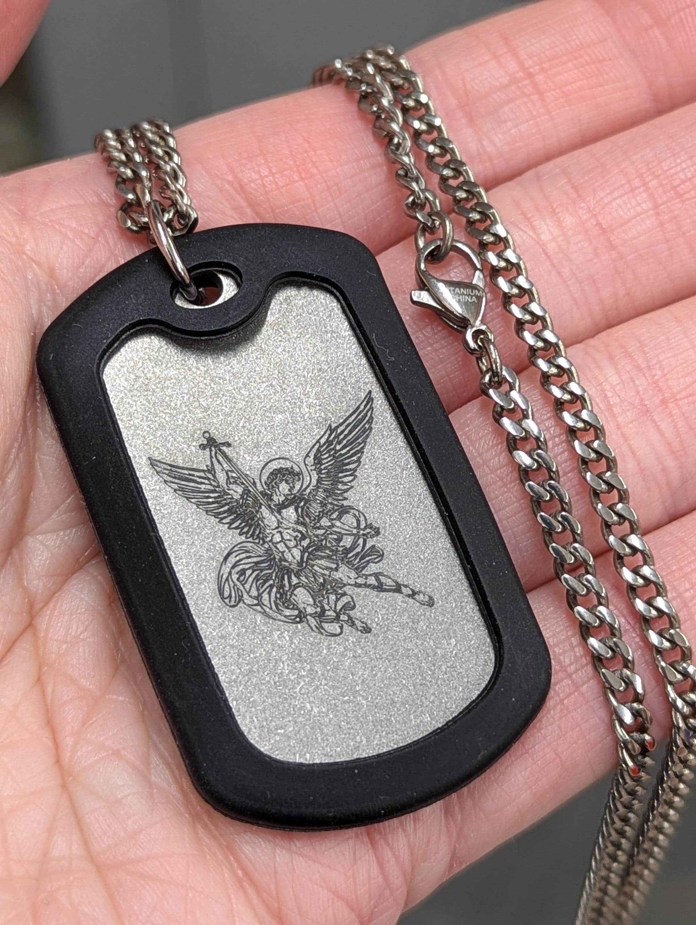 Michael Titanium Dog Tag Necklace Men's Pendant Necklace