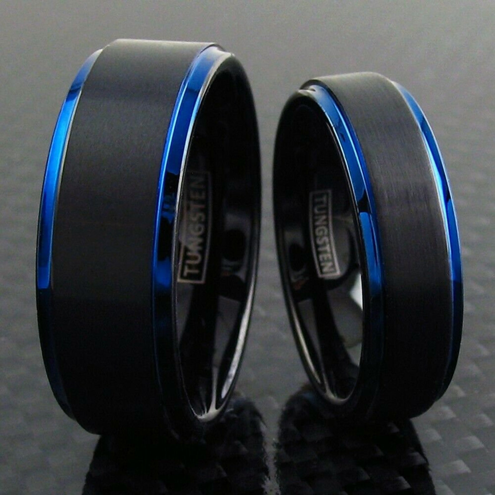 Thin Blue Line Ring Men's Women's Tungsten Wedding Etsy
