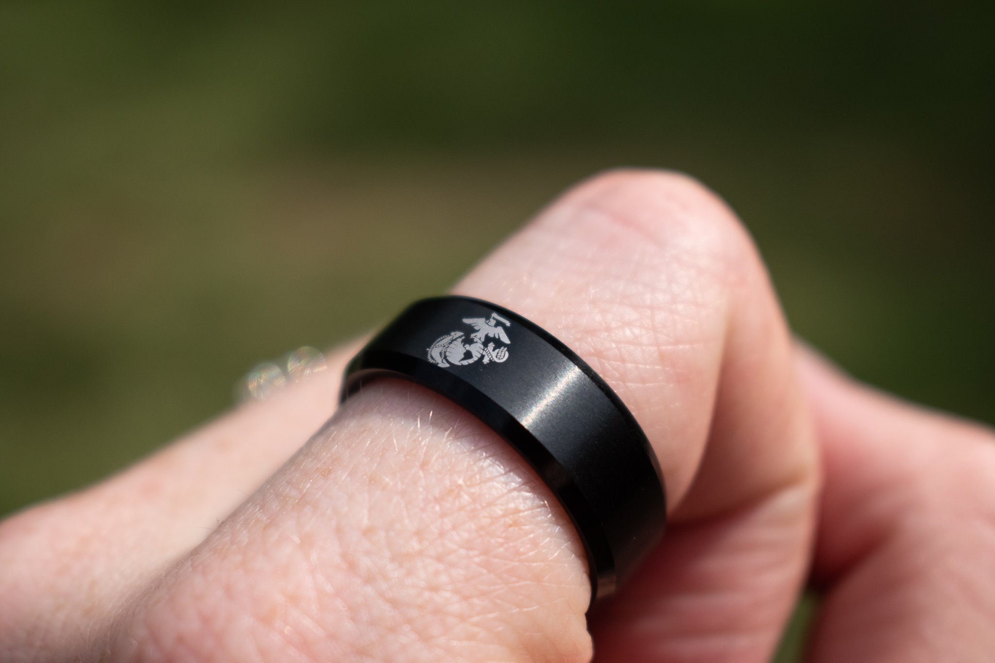 Engraved Marine Corps Ring USMC Semper Fi Military Black - Etsy