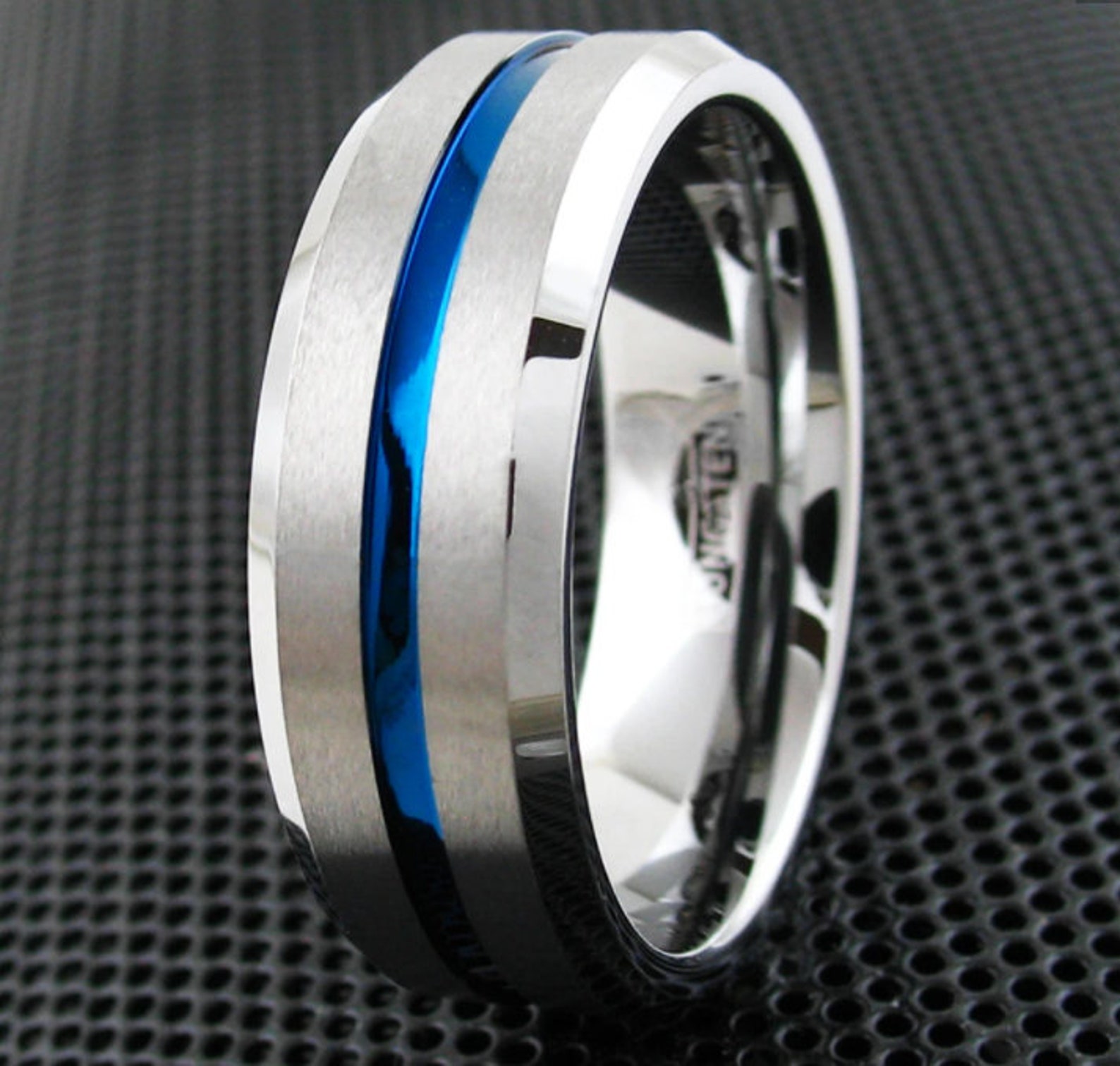 Thin Blue Line Ring | Police Tungsten Men's Women's Wedding Size 5-13 ...