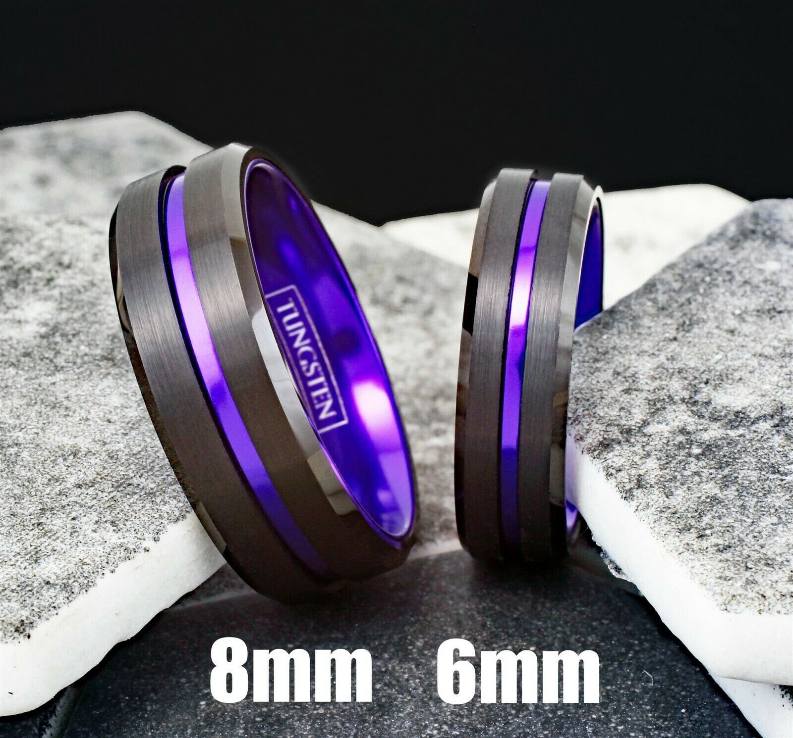 Thin Line Rings Deep Purple Thin Line Ring | Men's Women's Tungsten Wedding Size 5-15 ...