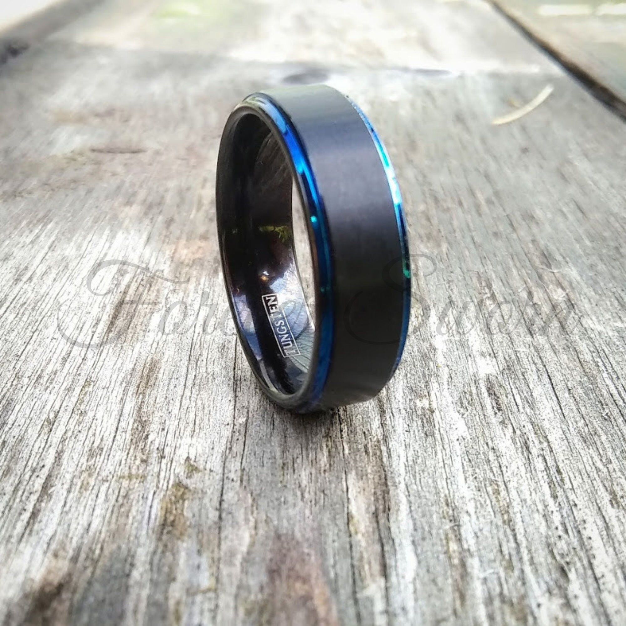 Thin Blue Line Ring Men's Women's Tungsten Wedding Etsy