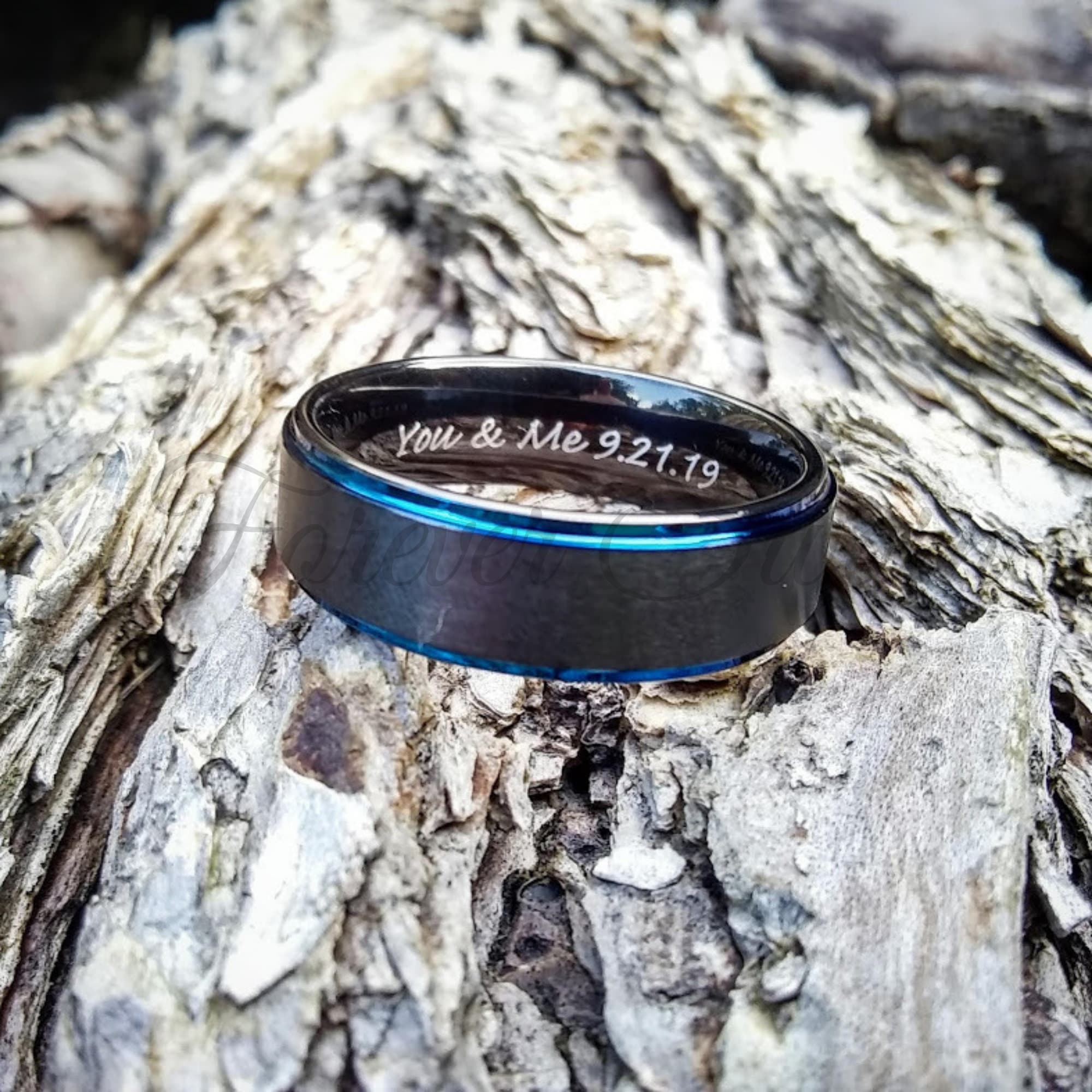 Thin Blue Line Ring Men's Women's Tungsten Wedding Etsy