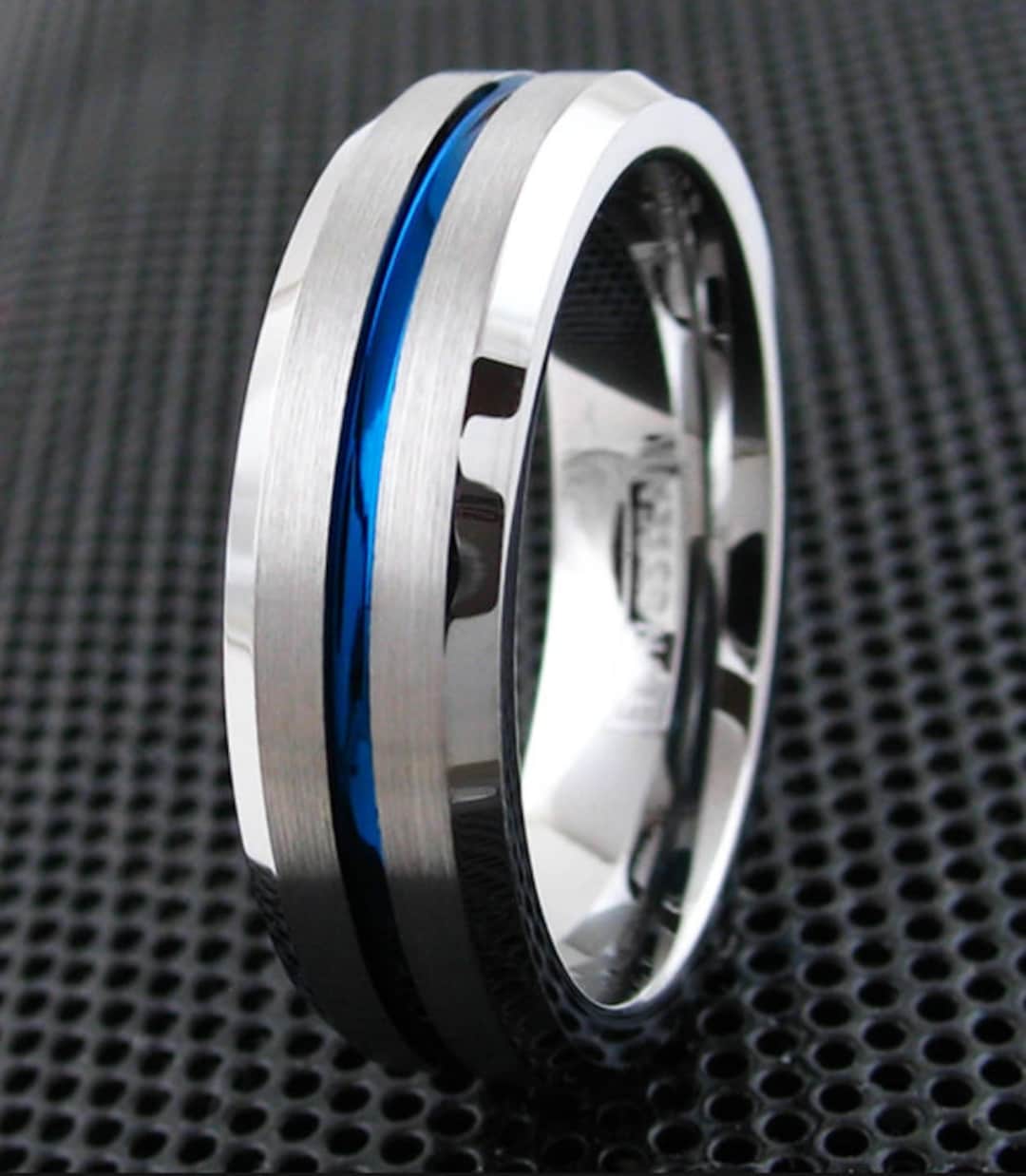 Thin Blue Line Ring | Police Tungsten Men's Women's Wedding Size 5-13 ...