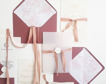 Calligraphy wedding invitations, romantic invites, copperplate calligraphy, muslim wedding invitations, wedding envelopes, wax seal invites
