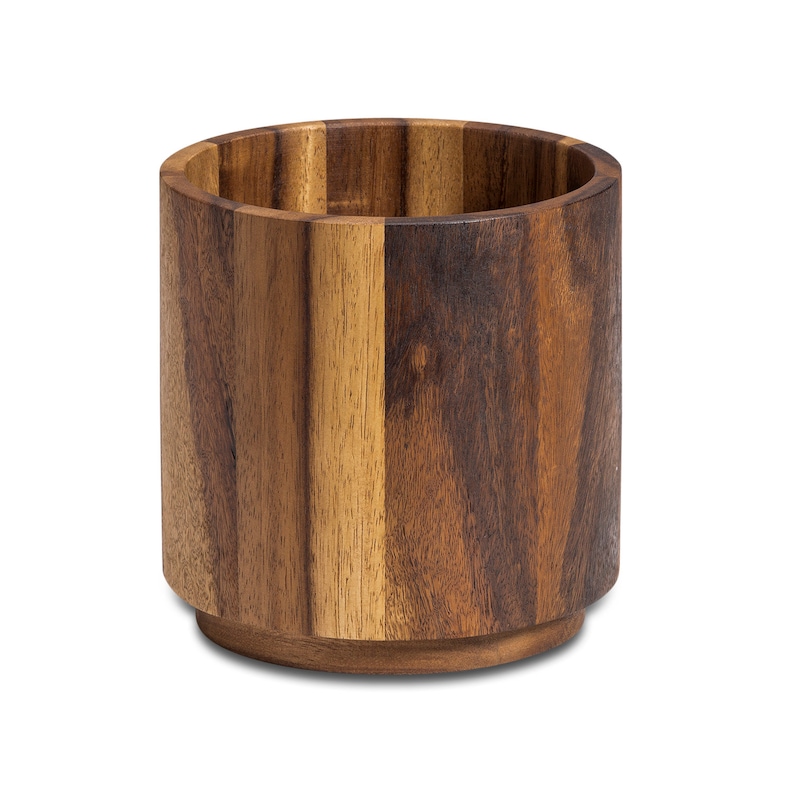 Acacia Wood Rotating Lazy Susan Utensil Holder