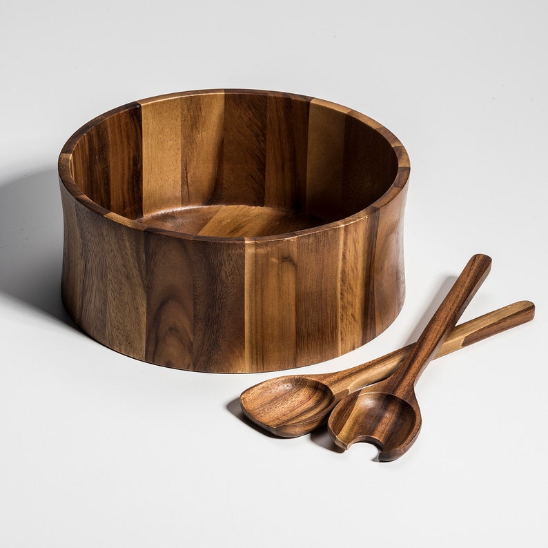 Kalmar Home Acacia Wood Salad Bowl - Thumbnail 3