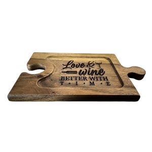 Charcuterie / Wine Glass Holder Interlocking Board with Engraved Image