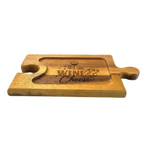 Charcuterie / Wine Glass Holder Interlocking Board with Engraved Image