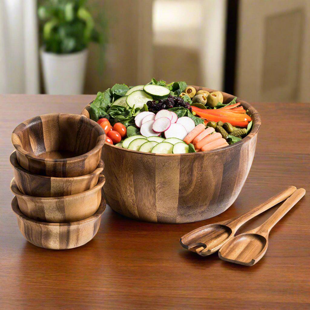 Wooden Salad Bowl Wood Salad Bowl With Servers Extra Large Acacia