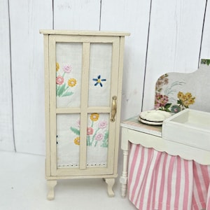 Dollhouse miniature pantry kitchen cabinet / hutch. Shabby chic 1:12 scale.