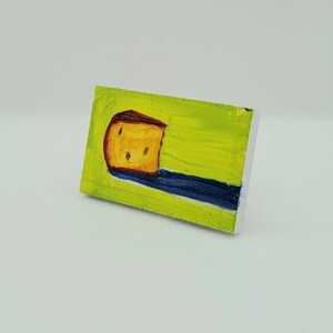 Cheese Abstract - original tiny art collectible, dollhouse art
