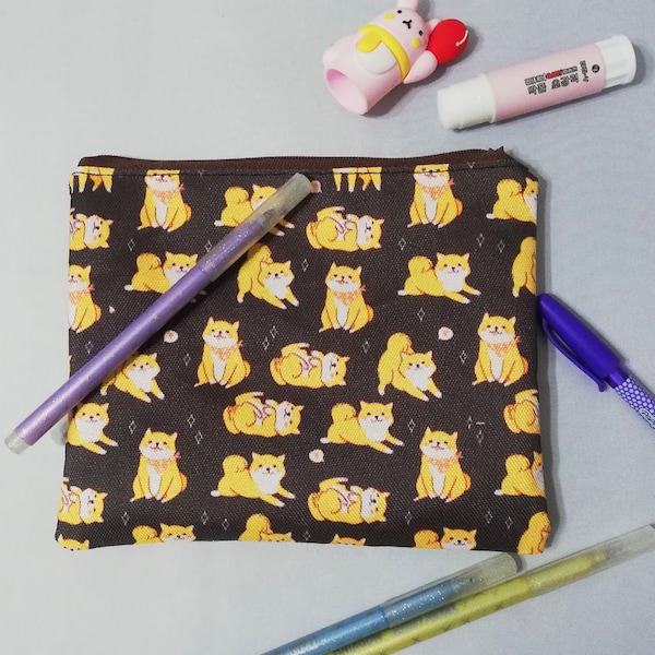 Shiba Inu Dogs Makeup Bag, pencil case, pencil bag, pouch, Pencil Pouch, cute bag for gift, Japanese Dog, dog lovers,
