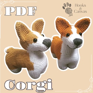 Cute Corgi Dog Amigurumi Crochet Pattern - PDF tutorial with step by step photos and pictures