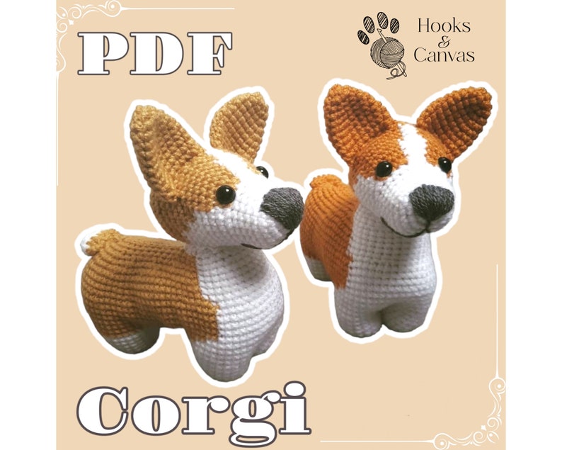 Cute Corgi Dog Amigurumi Crochet Pattern PDF tutorial with step by step photos and pictures image 1