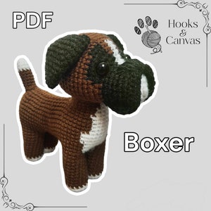 Cute Boxer Dog Amigurumi Crochet Pattern - PDF tutorial with step by step photos and pictures