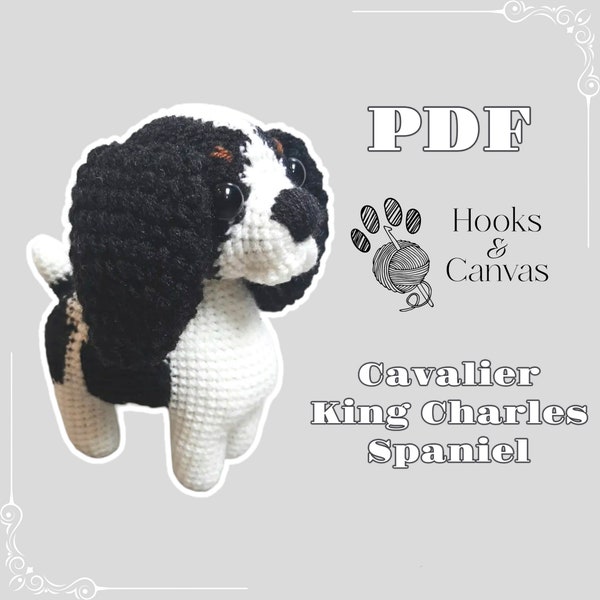 Cute Cavalier King Charles Spaniel Dog Amigurumi Crochet Pattern - PDF tutorial with step by step photos and pictures