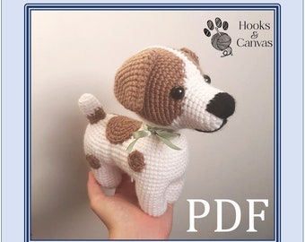 Cute Jack Russell Dog Amigurumi Crochet Pattern - PDF tutorial with step by step photos and pictures