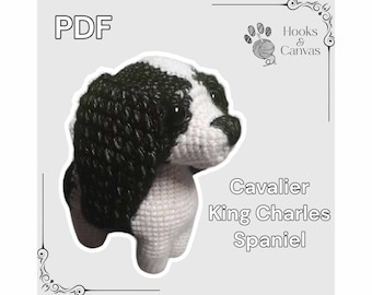 Cute Cavalier King Charles Spaniel Dog Amigurumi Crochet Pattern - PDF tutorial with step by step photos and pictures