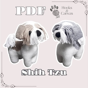 Cute Shih Tzu Dog Amigurumi Crochet Pattern - PDF tutorial with step by step photos and pictures