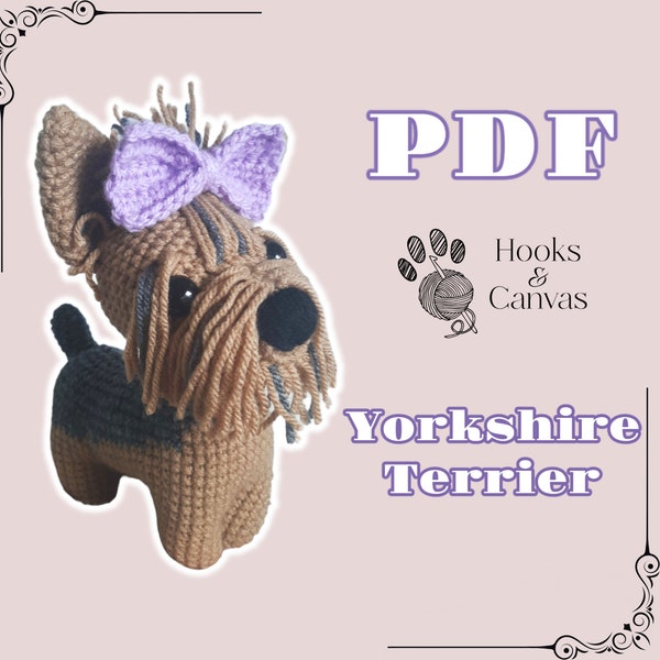 Cute Yorkshire Terrier Yorkie Dog Amigurumi Crochet Pattern - PDF tutorial with step by step photos and pictures