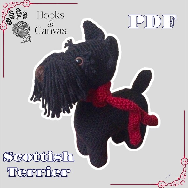 Cute Scottish Terrier Crochet Pattern PDF cute amigurumi - step by step tutorial with photos