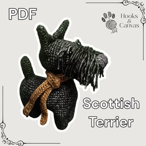 Cute Scottish Terrier Crochet Pattern PDF cute amigurumi - step by step tutorial with photos