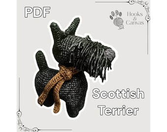 Cute Scottish Terrier Crochet Pattern PDF cute amigurumi - step by step tutorial with photos