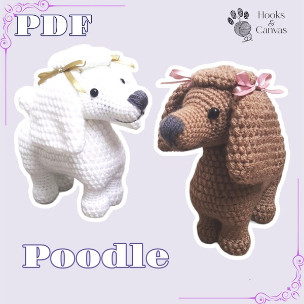 Cute Poodle Dog Amigurumi Crochet Pattern - PDF tutorial with step by step photos and pictures