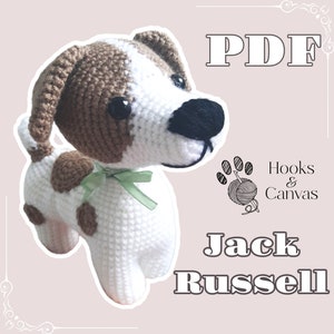 Cute Jack Russell Dog Amigurumi Crochet Pattern - PDF tutorial with step by step photos and pictures