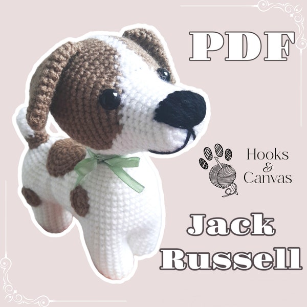 Süßer Jack Russel Hund Amigurumi Häkelanleitung - PDF-Anleitung mit Schritt für Schritt Fotos und Bildern