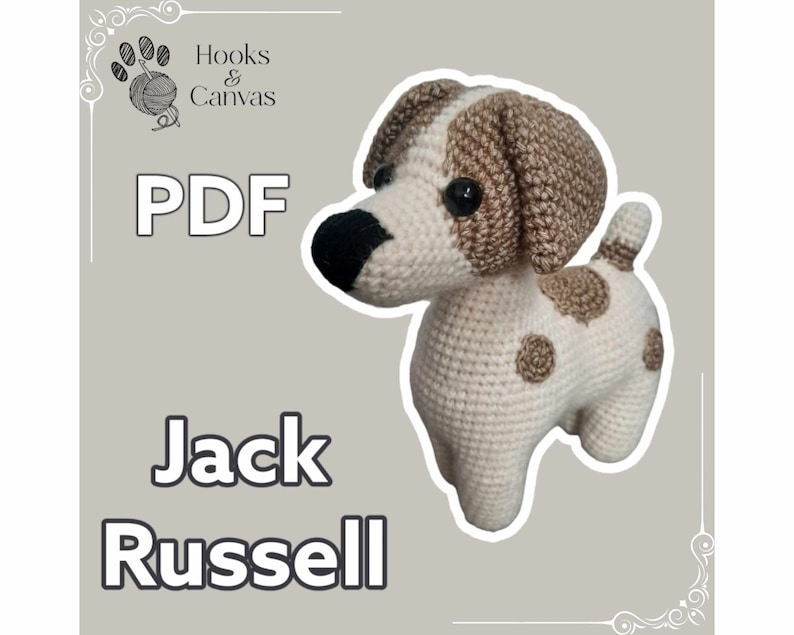 Cute Jack Russell Dog Amigurumi Crochet Pattern PDF tutorial with step by step photos and pictures image 1