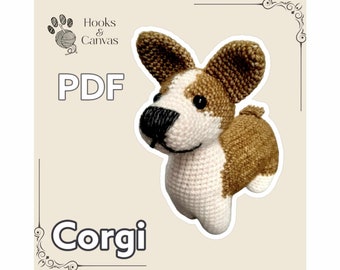 Haakpatroon corgi-hond amigurumi: stapsgewijze pdf-tutorial (Engels)