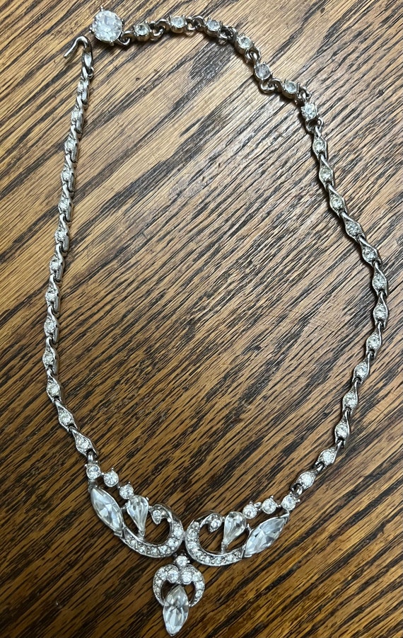 Vintage 1950 Clear Rhinestone Necklace Choker