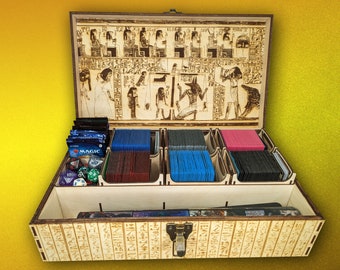 Ultimate Commander Deck Box - Egyptian Book of the Dead Theme! Fits SIX EDH Decks, Playmat, and more!  | Hieroglyphics | Ankh | Anubis