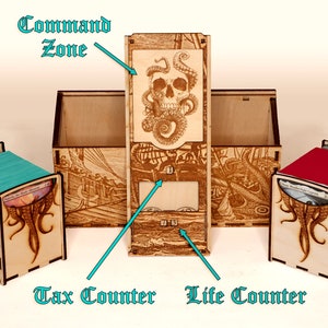 Kraken Commander Deck Box com contadores Command Zone, Life e Commander Tax! Perfeito para seus Legendary Commanders! Gigantic Octopus Attack