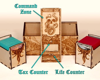 Kraken Commander Deck Box with Command Zone, Life and Commander Tax counters! Perfect for your Legendary Commanders! Gigantic Octopus Attack